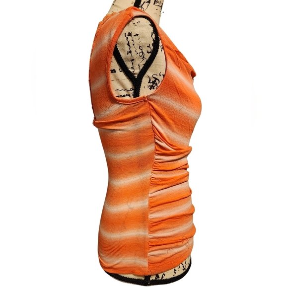 iZ Byer Sleeveless Cowl Aztec Sheer Lace Back Blouse - Picture 2 of 8